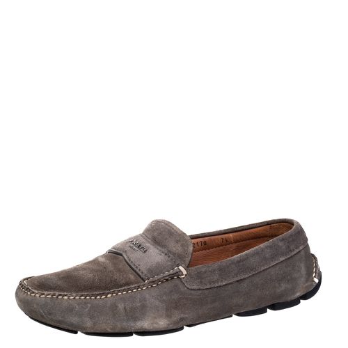 Prada Grey Suede Slip-On Loafers Size 41.5 - Prada - Modalova