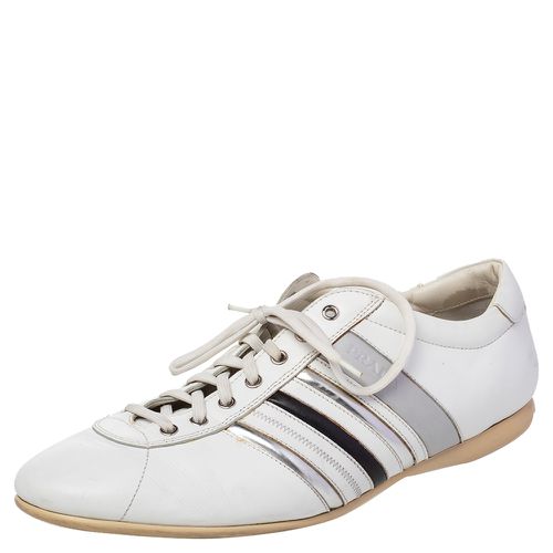 Prada White Leather Low Top Sneakers Size 44 - Prada - Modalova