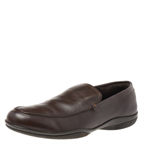 Prada Brown Leather Slip On Loafers Size 43.5 - Prada - Modalova