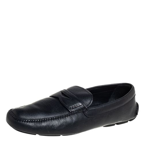 Prada Black Leather Slip On Loafers Size 44 - Prada - Modalova