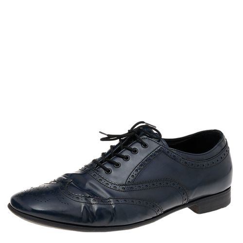 Navy Brogue Leather Lace Up Oxfords Size 44 - Prada - Modalova