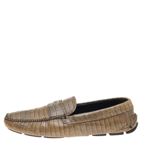 Two Tone Crocodile Leather Slip On Loafers Size 44.5 - Prada - Modalova