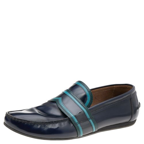 Prada Dark Blue Leather Penny Sip On Loafers Size 43.5 - Prada - Modalova