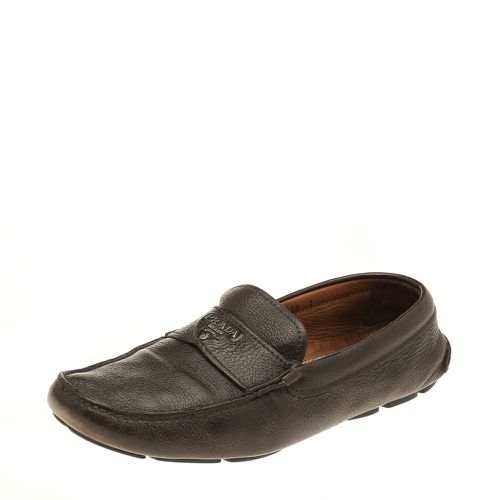 Prada Dark Brown Leather Penny Slip On Loafers Size 41 - Prada - Modalova