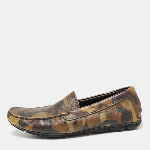 Prada Green Camo Print Leather Slip On Loafers Size 39.5 - Prada - Modalova