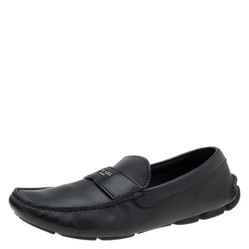 Prada Black Leather Slip On Loafers Size 42 - Prada - Modalova