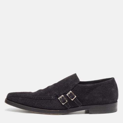 Prada Navy Blue Textured Suede Monk Derby Size 43 - Prada - Modalova