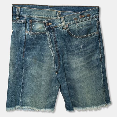 R13 Blue Denim Asymmetric Waist Frayed Edged Shorts M - R13 - Modalova