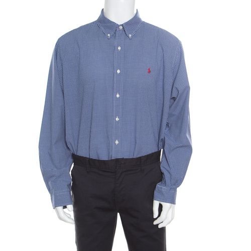 Ralph Lauren Blue Gingham Checked Cotton Logo Embroidered Long Sleeve Shirt XXL - Ralph Lauren - Modalova