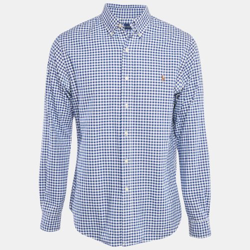 Ralph Lauren Blue Gingham Cotton Button Down Slim Fit Shirt L - Ralph Lauren - Modalova