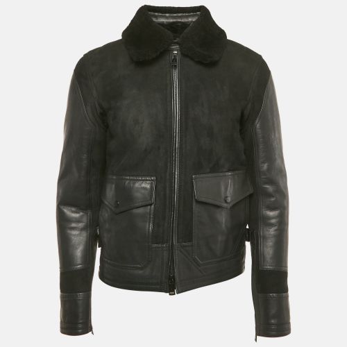 Ralph Lauren Black Shearling and Suede Military Bomber Jacket M - Ralph Lauren - Modalova
