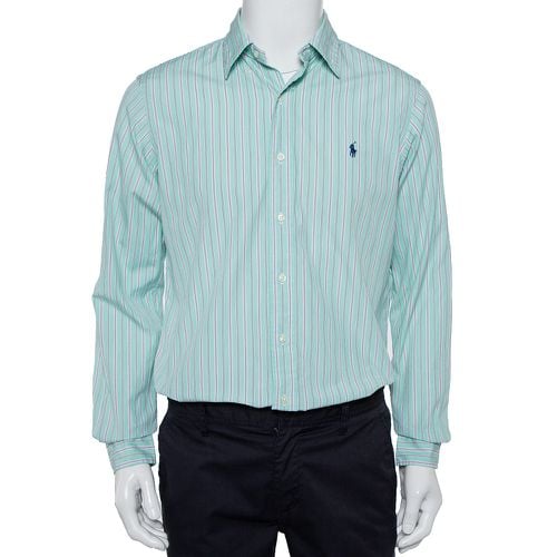 Ralph Lauren Green Striped Cotton Button Front Custom Fit Shirt M - Ralph Lauren - Modalova