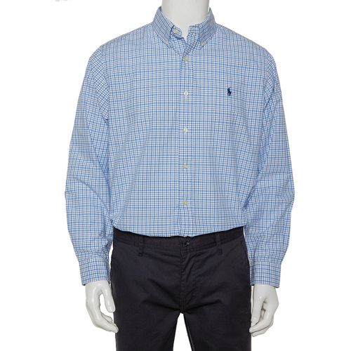 Ralph Lauren Blue & White Checkered Cotton Button Front Shirt L - Ralph Lauren - Modalova