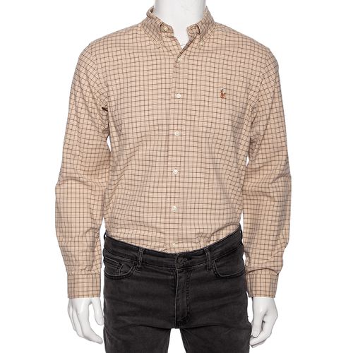 Ralph Lauren Beige Checked Cotton Button Front Custom Fit Shirt M - Ralph Lauren - Modalova