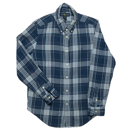 Ralph Lauren Blue Checkered Cotton Button Front Shirt L - Ralph Lauren - Modalova