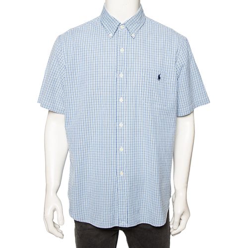 Checkered Cotton Button Front Short Sleeve Shirt XL - Ralph Lauren - Modalova