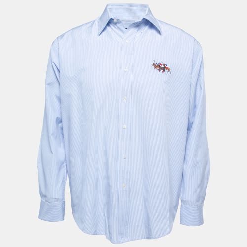 Ralph Lauren Blue Striped Cotton Button Down Full Sleeve Classic Fit Shirt M - Ralph Lauren - Modalova