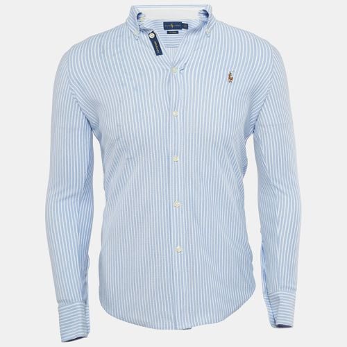 Ralph Lauren Blue Striped Cotton Knit Oxford Button Down Shirt M - Ralph Lauren - Modalova