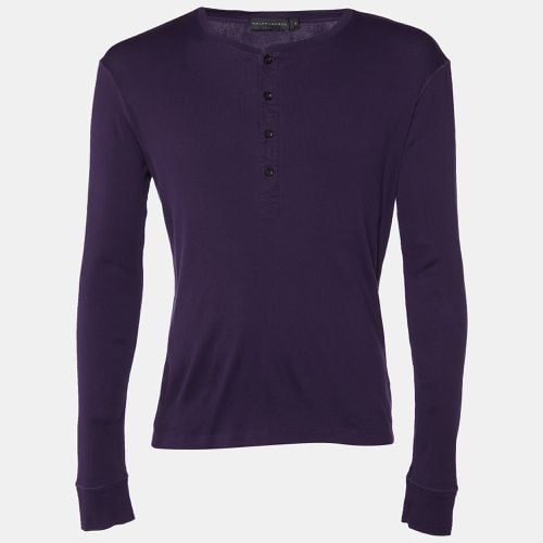 Ralph Lauren Purple Ribbed Knit Crew Neck T-Shirt M - Ralph Lauren - Modalova