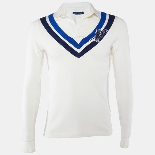 Ralph Lauren White Chevron Stripe Cotton Rugby Polo T-Shirt M - Ralph Lauren - Modalova