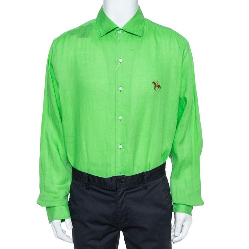 Ralph Lauren Green Linen Logo Embroidered Button Down Shirt XXL - Ralph Lauren - Modalova