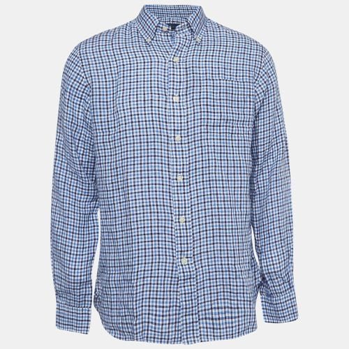 Ralph Lauren Blue Gingham Linen Button Down Shirt M - Ralph Lauren - Modalova