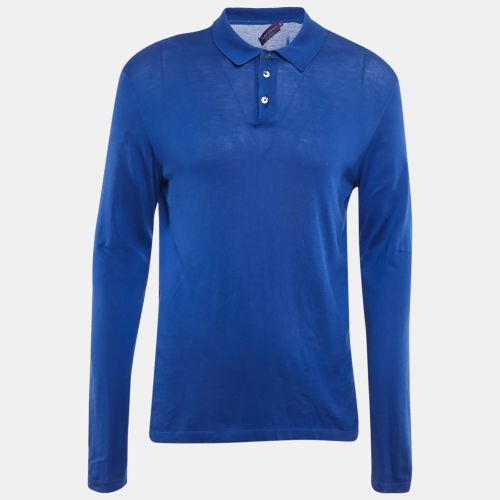 Ralph Lauren Purple Label Blue Jersey Long Sleeve Polo T-Shirt M - Ralph Lauren Purple Label - Modalova