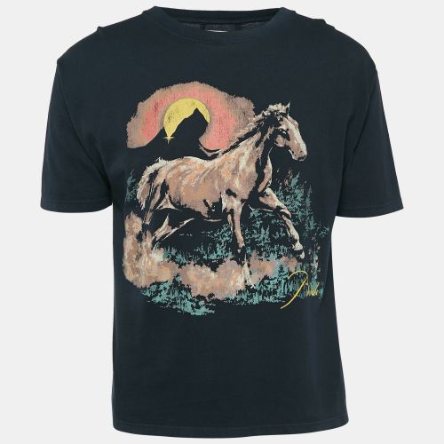 Rhude Black Horse Print Jersey Santo T-Shirt S - Rhude - Modalova