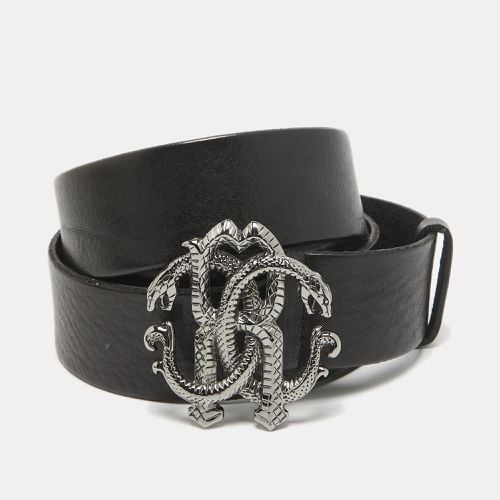 Roberto Cavalli Black Leather RC Logo Buckle Belt 115CM - Roberto Cavalli - Modalova