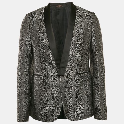 Grey Patterned Silk Single Breasted Blazer M - Roberto Cavalli - Modalova