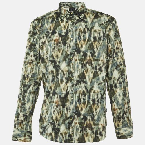 Just Cavalli Green Texture Print Cotton Button Front Shirt XL - Roberto Cavalli - Modalova