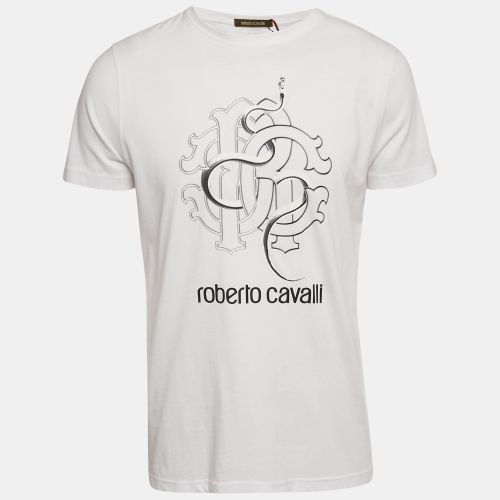 Roberto Cavalli White Snake Print Jersey T-Shirt L - Roberto Cavalli - Modalova