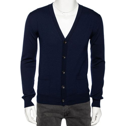 Roberto Cavalli Navy Blue Knit Pocketed Button Front Cardigan M - Roberto Cavalli - Modalova