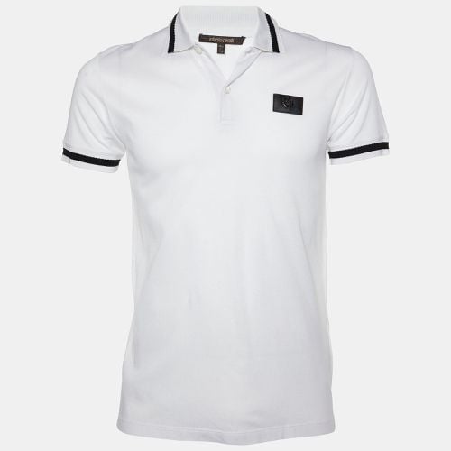 Roberto Cavalli White Logo Plaque Cotton Pique Polo T-Shirt S - Roberto Cavalli - Modalova