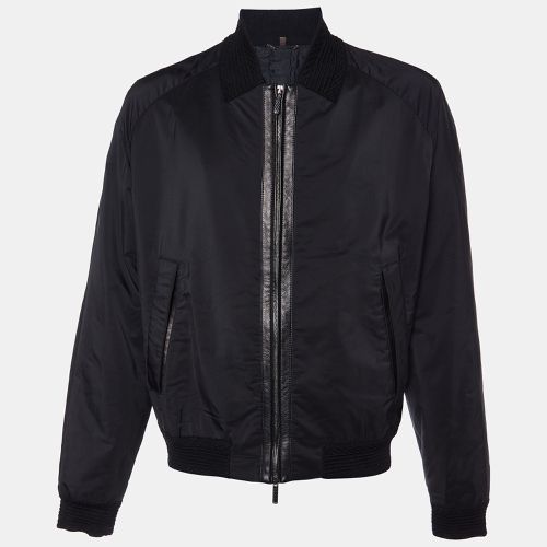 Roberto Cavalli Black Synthetic Knit & Leather Trim Bomber Jacket 4XL - Roberto Cavalli - Modalova