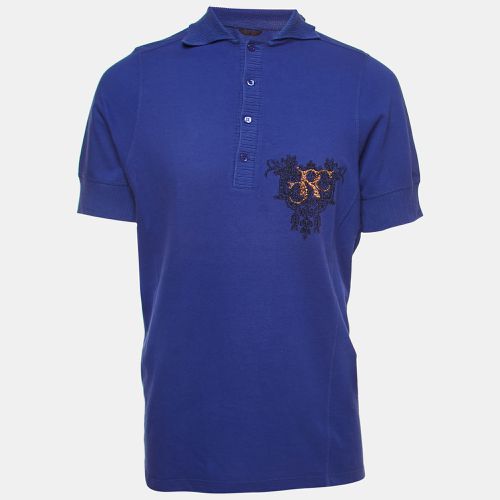 Roberto Cavalli Purple Logo Embroidered Cotton Polo T-Shirt XXXL - Roberto Cavalli - Modalova