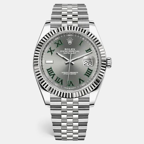 Slate 18K White Gold Stainless Steel Datejust 126334 Men's Wristwatch 41 mm - Rolex - Modalova