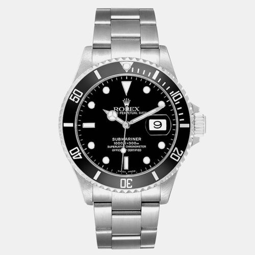 Rolex Submariner Date Black Dial Steel Mens Watch 16610 - Rolex - Modalova