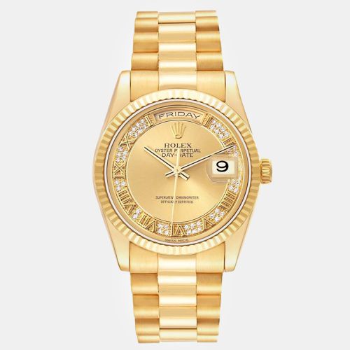 Rolex President Day-Date Yellow Gold Myriad Diamond Dial Men's Watch 118238 36 mm - Rolex - Modalova