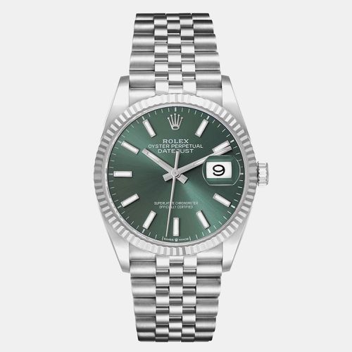 Rolex Datejust Steel White Gold Mint Green Dial Men's Watch 126234 36 mm - Rolex - Modalova