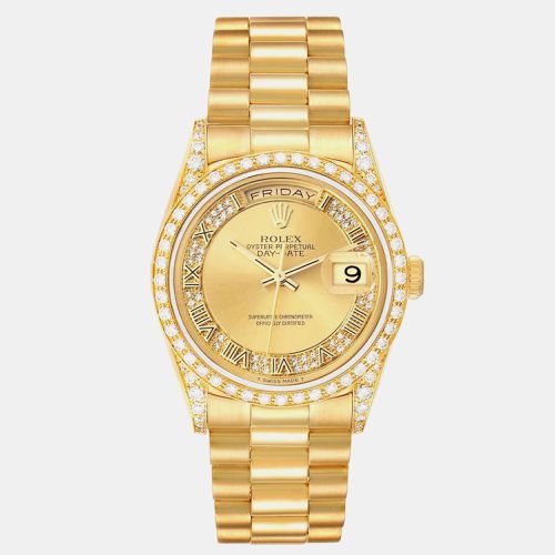 Rolex President Day-Date Yellow Gold Myriad Diamond Men's Watch 18388 36 mm - Rolex - Modalova