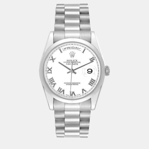 Rolex President Day-Date 18k White Gold Roman Dial Mens Watch 118209 - Rolex - Modalova