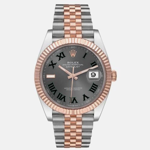 Datejust Steel Rose Gold Wimbledon Dial Men's Watch 41.0 mm - Rolex - Modalova