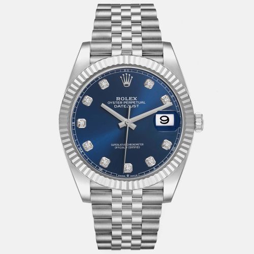 Datejust Steel White Gold Diamond Dial Men's Watch 126334 41 mm - Rolex - Modalova