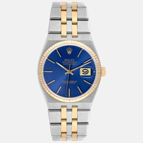 Rolex Oysterquartz Datejust Steel Yellow Gold Blue Dial Mens Watch 17013 - Rolex - Modalova