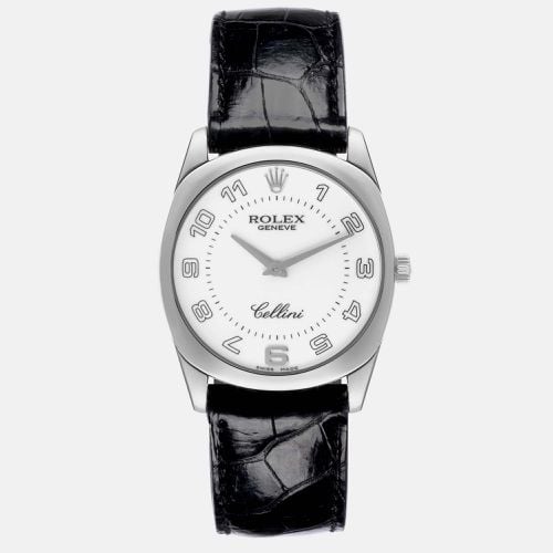 Rolex Cellini Danaos White Gold Black Strap Mens Watch 4233 - Rolex - Modalova