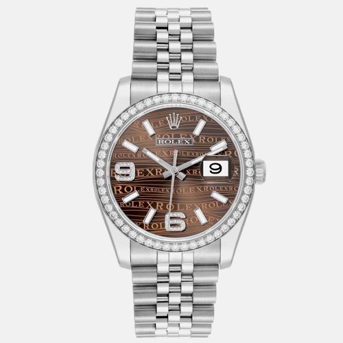 Rolex Datejust Bronze Wave Dial Diamond Men's Watch 116244 36 mm - Rolex - Modalova