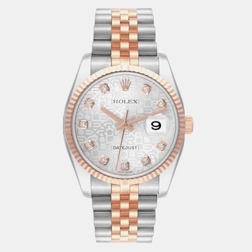 Rolex Datejust Steel Rose Gold Diamond Men's Watch 36.0 mm - Rolex - Modalova