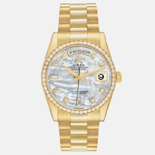 Rolex Day-Date President Yellow Gold MOP Diamond Men's Watch 36.0 mm - Rolex - Modalova