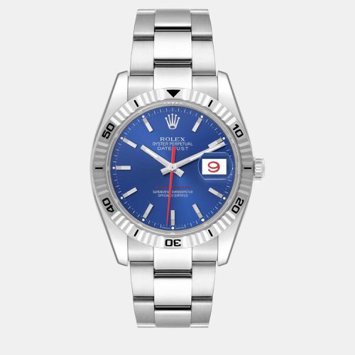 Rolex Datejust Turnograph Steel White Gold Blue Dial Mens Watch 116264 - Rolex - Modalova